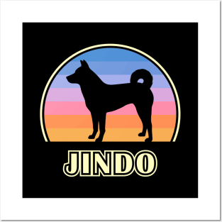 Jindo Vintage Sunset Dog Posters and Art